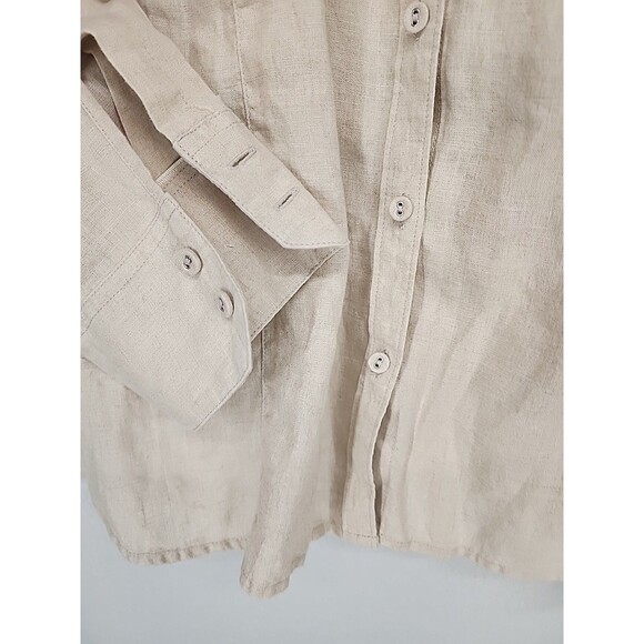 Earth Tones Muted Neutral Linen Button Down Shirt Casual Coastal Charter Cub 18W - Picture 4 of 6
